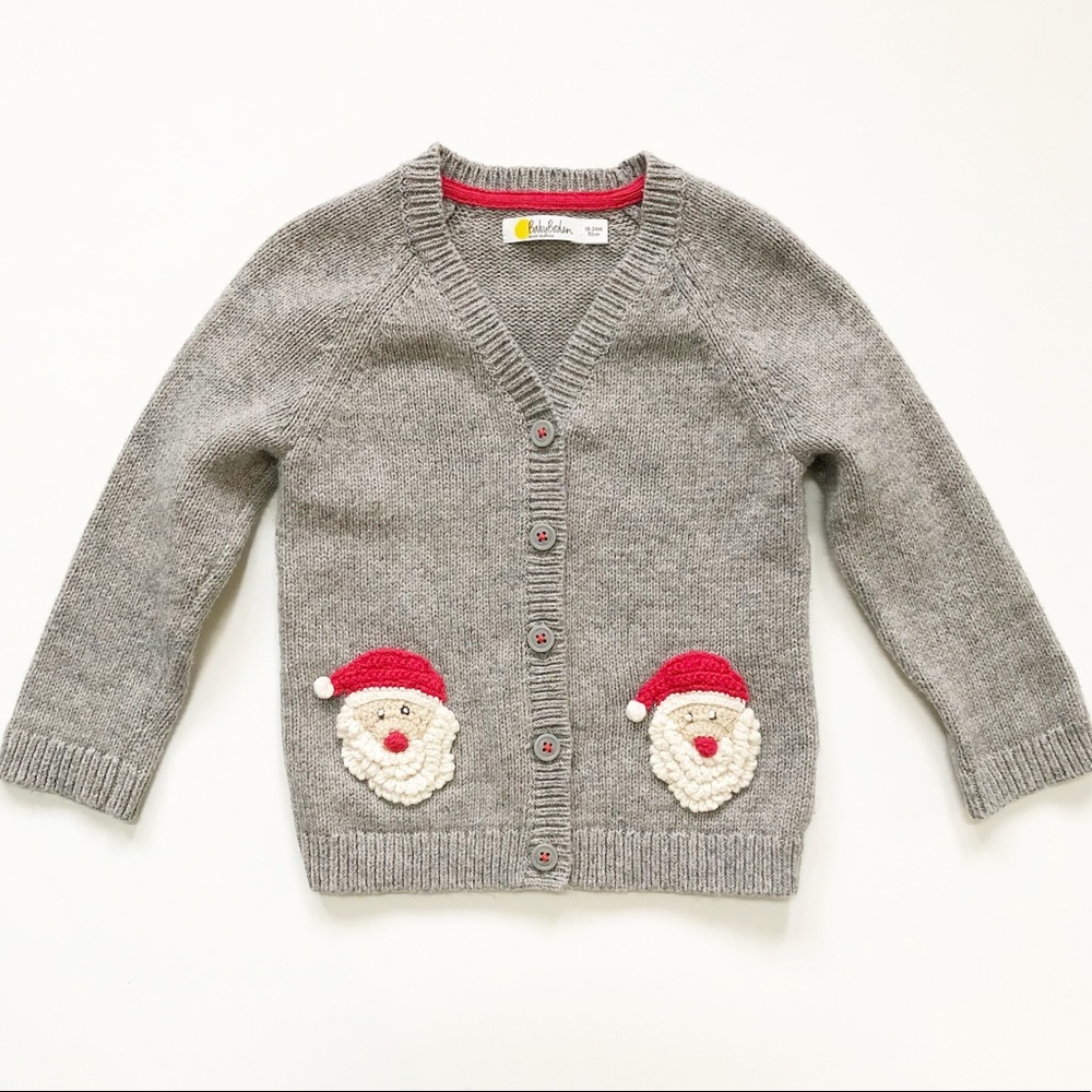 Baby Boden 18-24 Mos Grey Cardigan Sweater with Santa Pockets in EUC